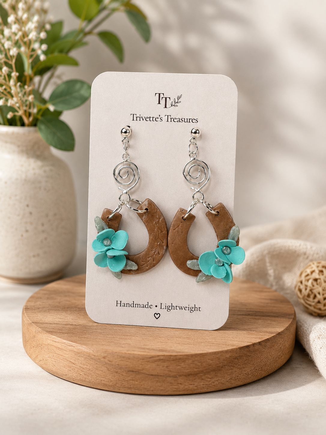 Earrings - horseshoe brown