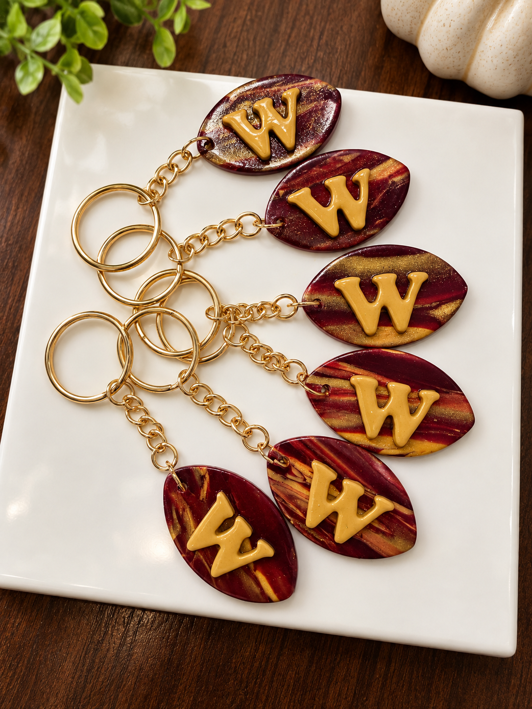 Keychain - Burgundy & Gold