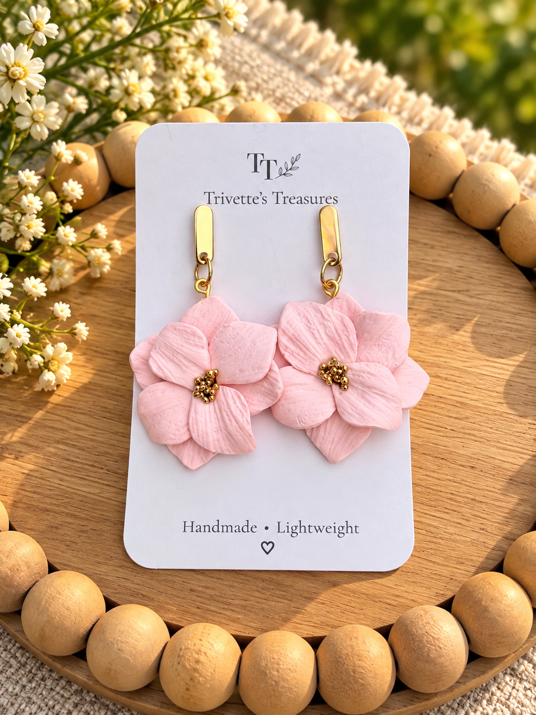 Earrings - pink flower